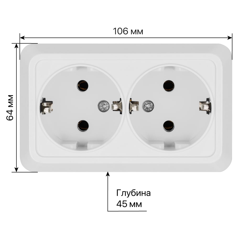 Двойная розетка открытой установки 2П+3 IP20 16А, белая TDM ELECTRIC Ладога SQ1801-0019