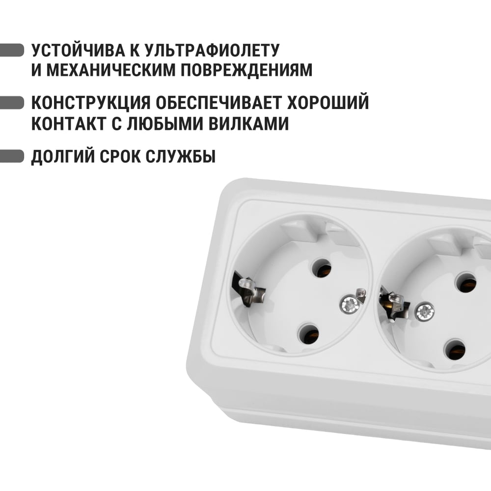 Двойная розетка открытой установки 2П+3 IP20 16А, белая TDM ELECTRIC Ладога SQ1801-0019