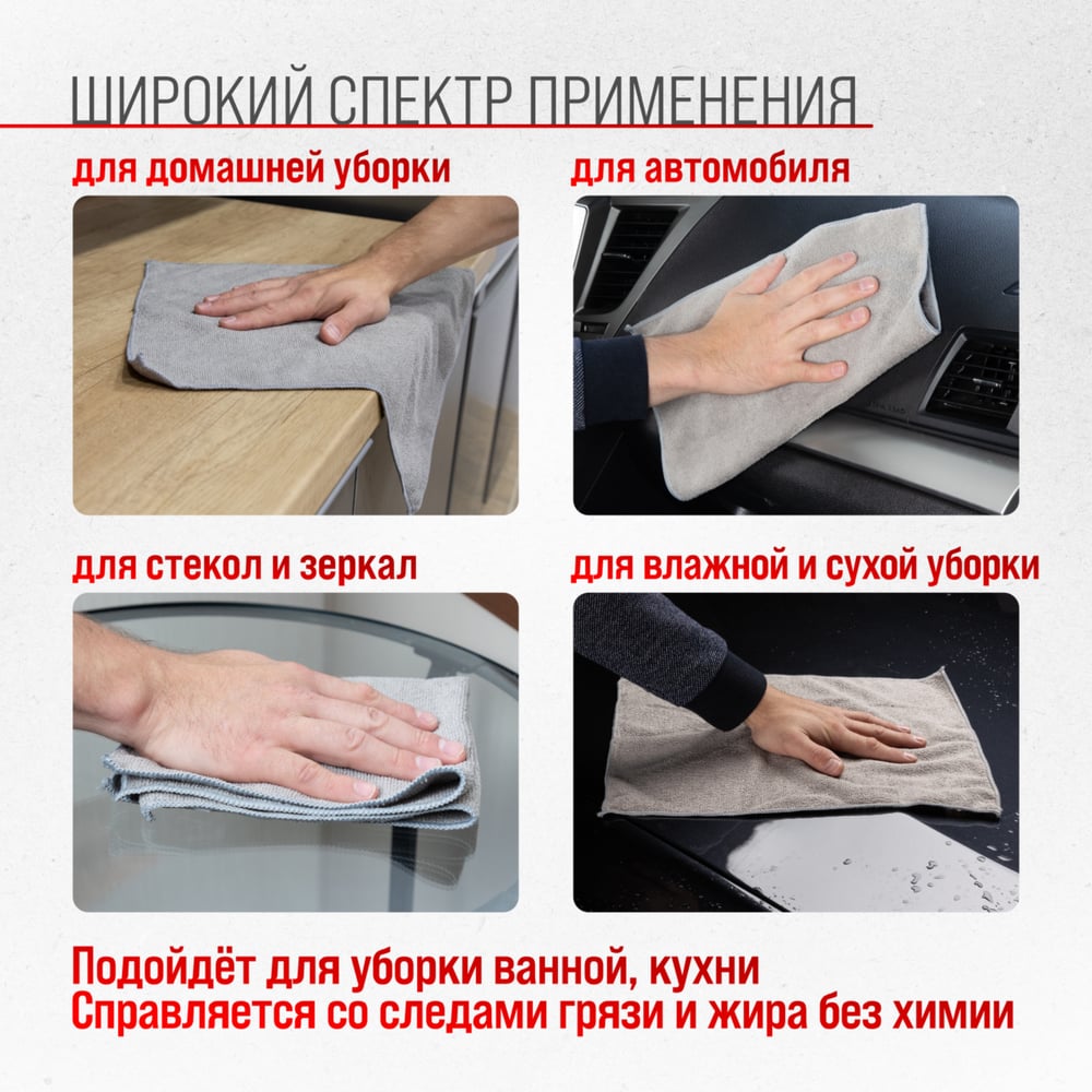 Салфетка SKYWAY микрофибра 40х35 см, серая S00902009