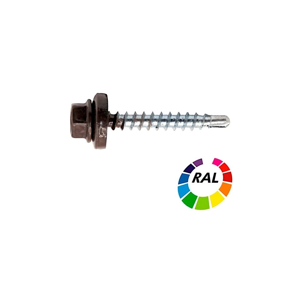Саморез кровельный STALMAX LSR-W 4,8х29 (RAL 3003 (Рубиново-красный)) сверло №2 для дер. обреш. с EPDM шайбой (арт. 10232) оц. сталь (уп. 250 шт) 10232-023