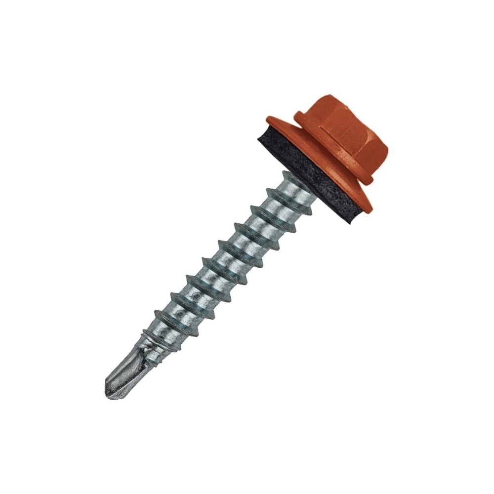 Кровельный саморез Rizzel 4,8x70 RAL 8004, сверло №1, 100 шт. 00000336135