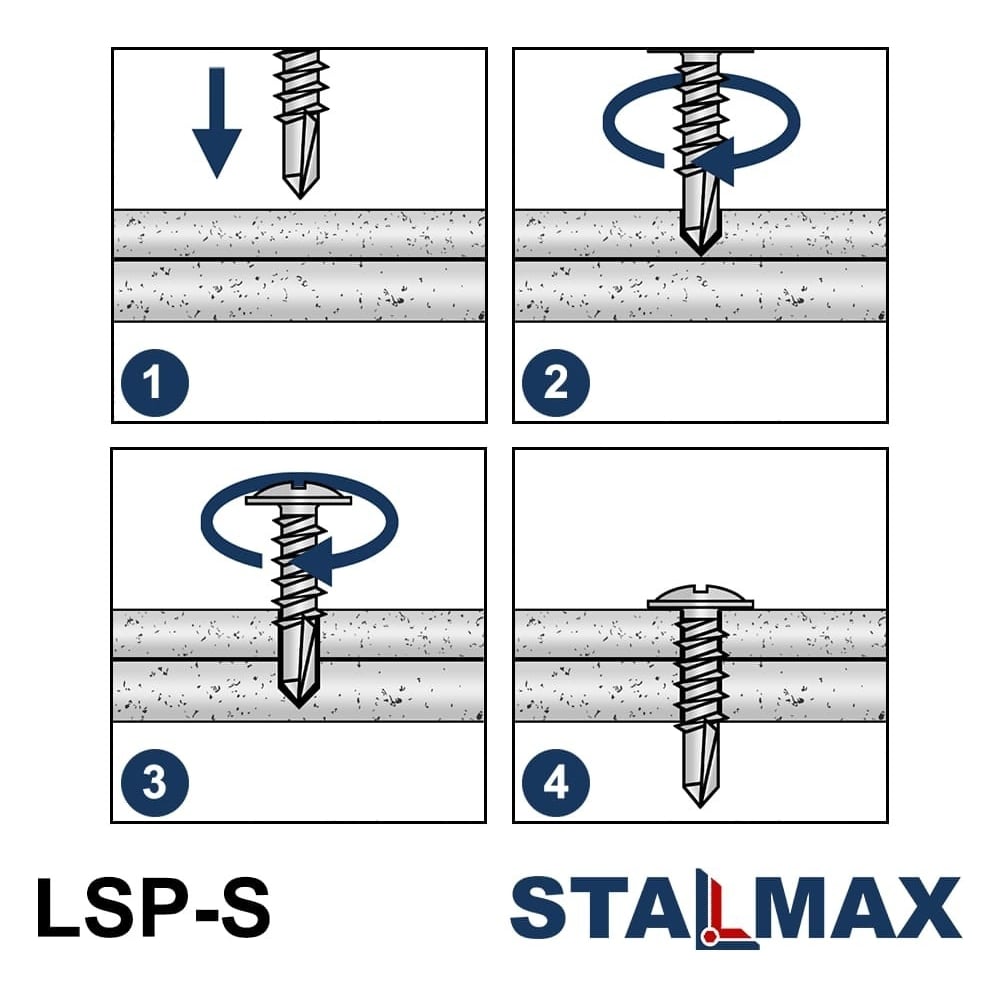 Саморез STALMAX LSP-S 4,2х16 (RAL 3005 (Винно-красный)) ПШ со сверлом (арт. 10392) оц. сталь (уп. 1000 шт) 10392-023