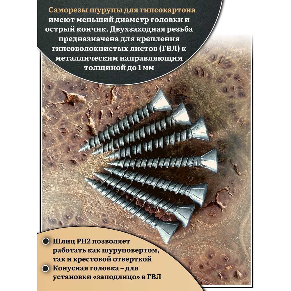 Саморез шуруп для крепления ГВЛ (гипсокартон) 23 БОЛТА 3,9x30 1 кг БП-00002725кг