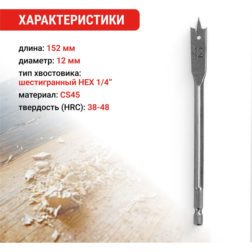 Сверло перовое по дереву (12х152 мм) Vira 557012