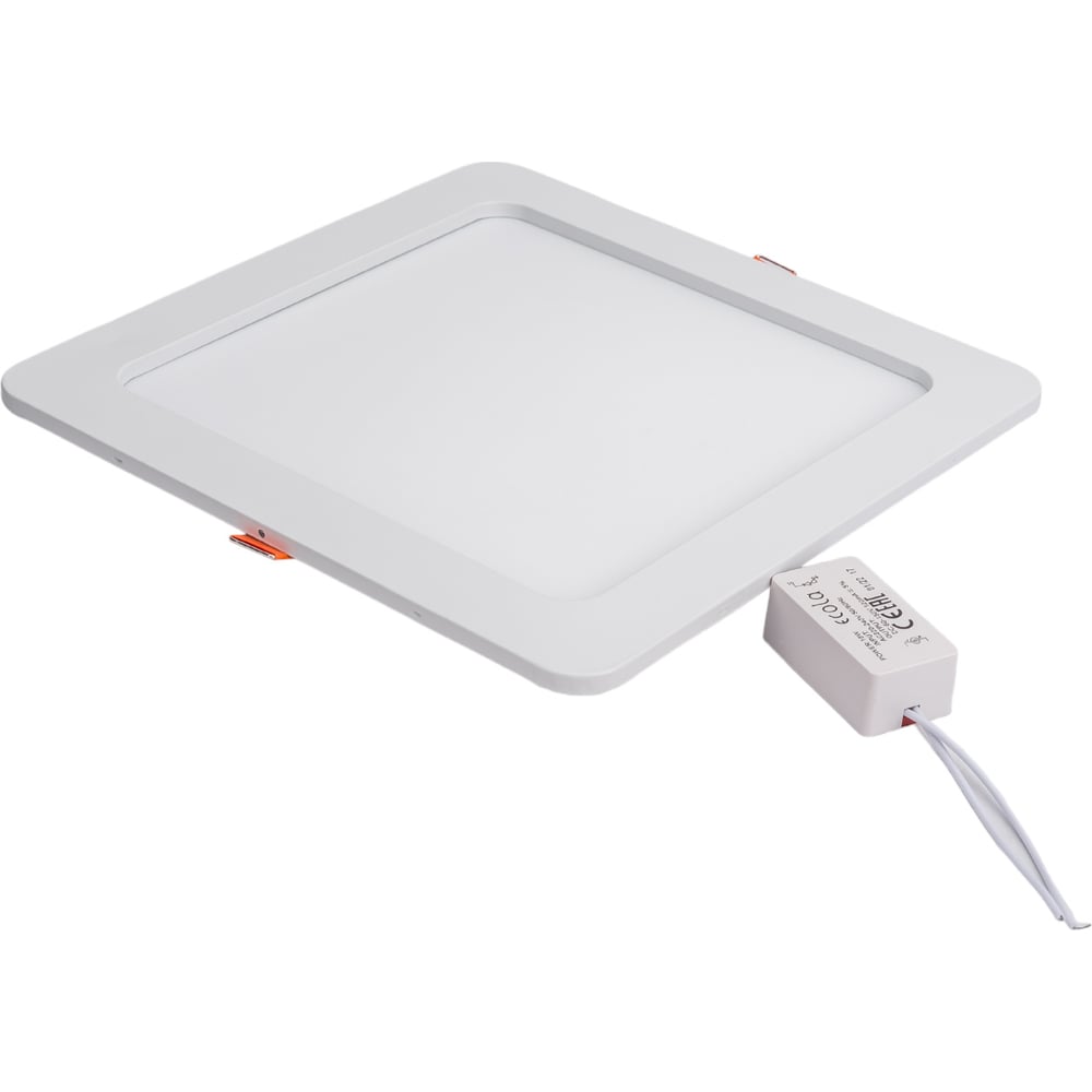 Квадратный встраиваемый даунлайт с драйвером Ecola LED downlight 18W 220V 6500K 225x225x20 DSRD18ELC