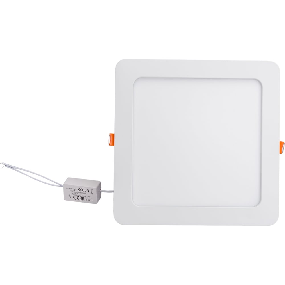 Квадратный встраиваемый даунлайт с драйвером Ecola LED downlight 18W 220V 6500K 225x225x20 DSRD18ELC
