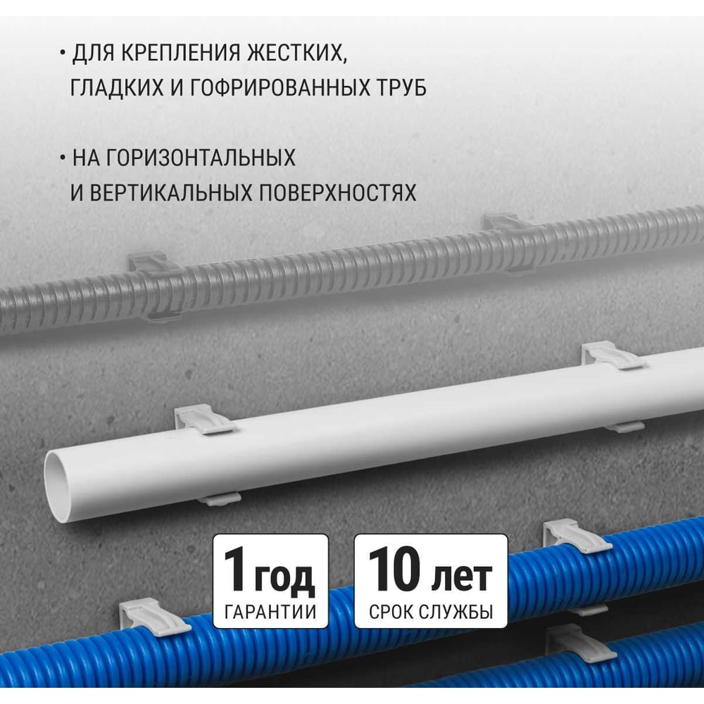 Крепеж-клипса для трубы TDM ELECTRIC 16 мм, с дюбелем, черная, 100 шт. TDM SQ0405-0191