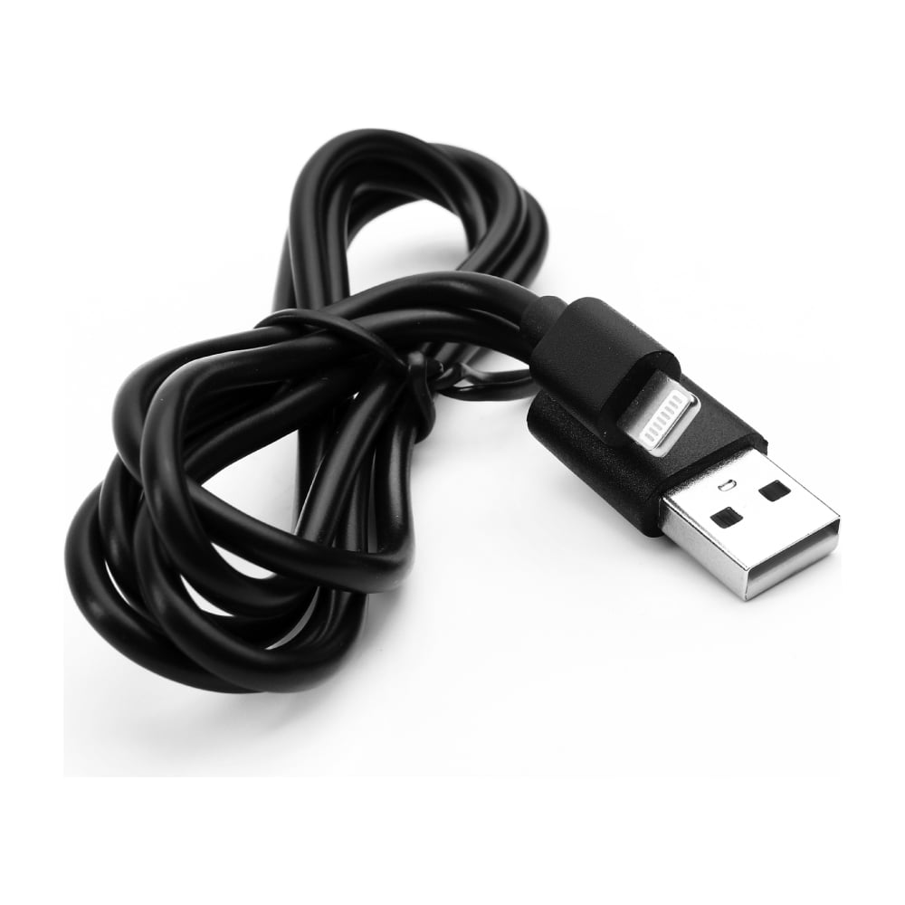 Кабель usb-lightning Ergolux Elx-cdc03p-c02 промо 2а, 1м, черный, зарядка+передача данных, пакет 15092