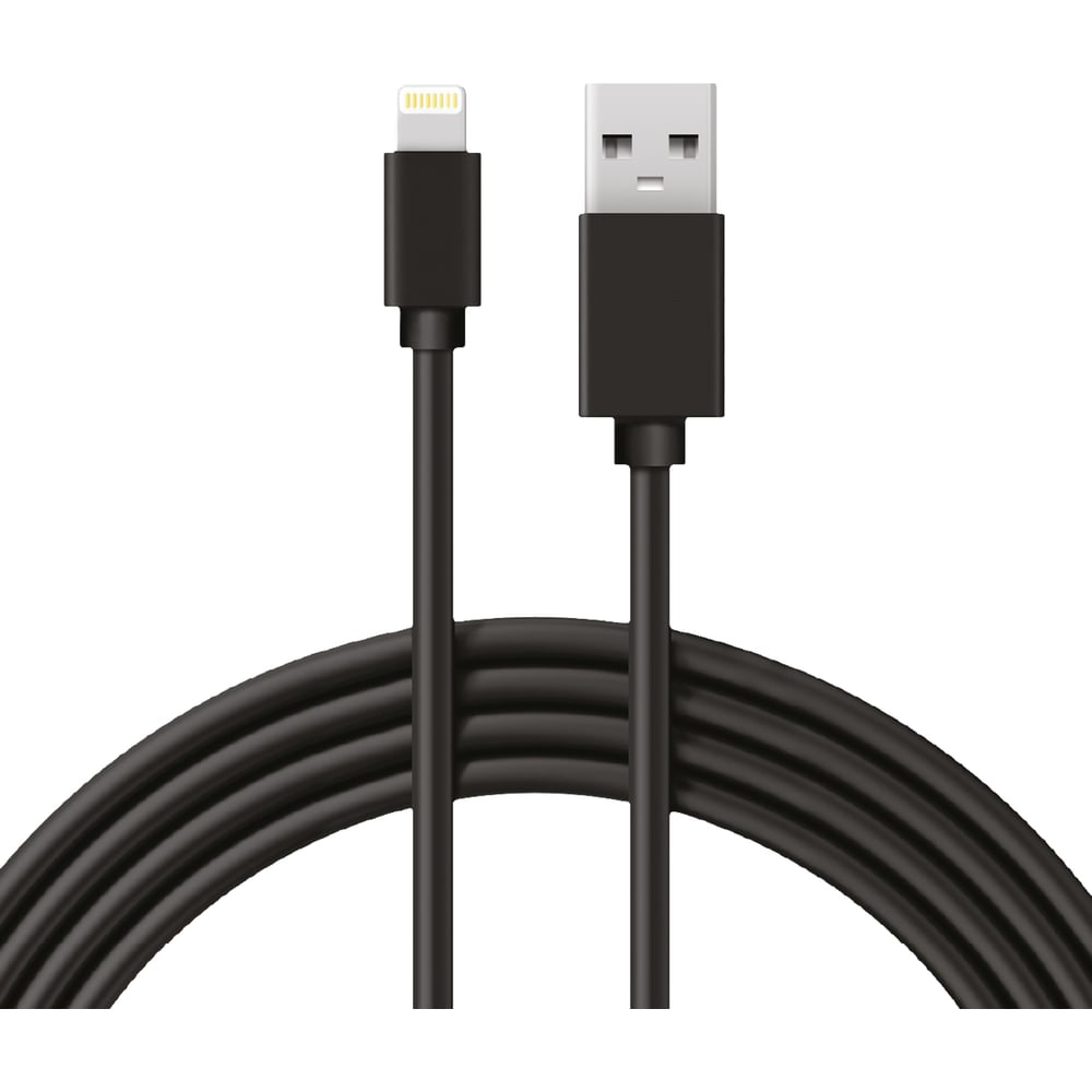 Кабель USB - Lightning REXANT 2 А, 1 м, для iPhone черный 18-7050