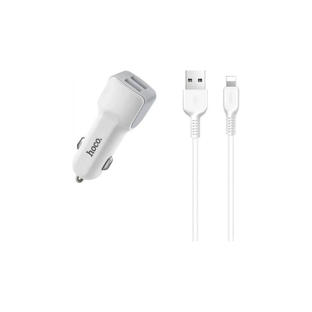 Автомобильное зарядное устройство Hoco z23 grand style 2xusb, 2.4а (белый) 0L-00039756