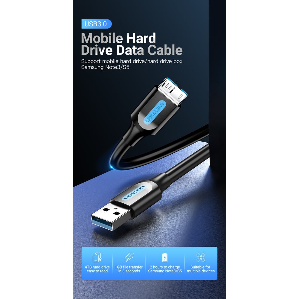 Кабель VENTION USB 3.0 AM/micro B - 3м. COPBI