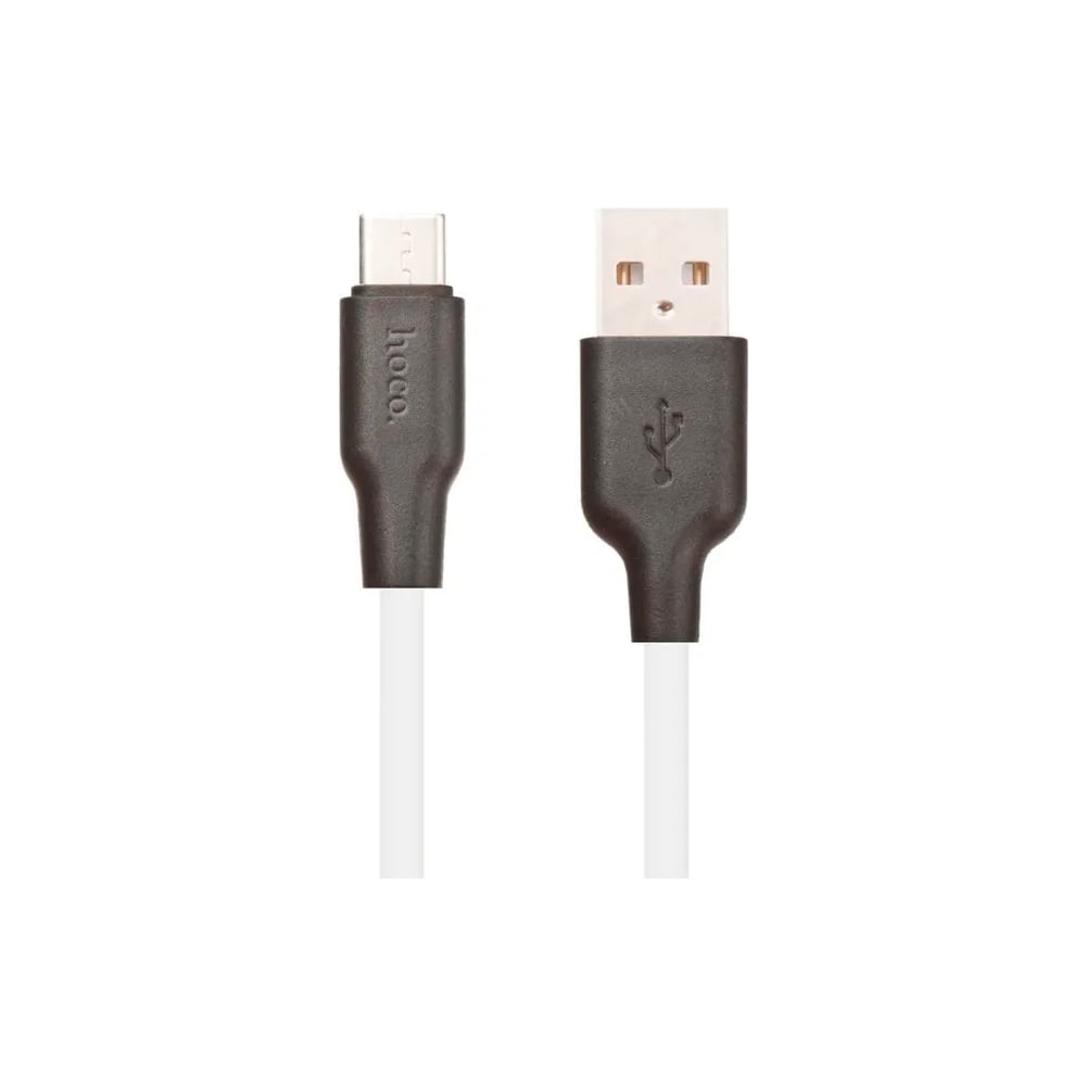 Usb кабель Hoco x21 plus silicone type-c, 3а, 2м, силикон, белый/черный 0L-00048592