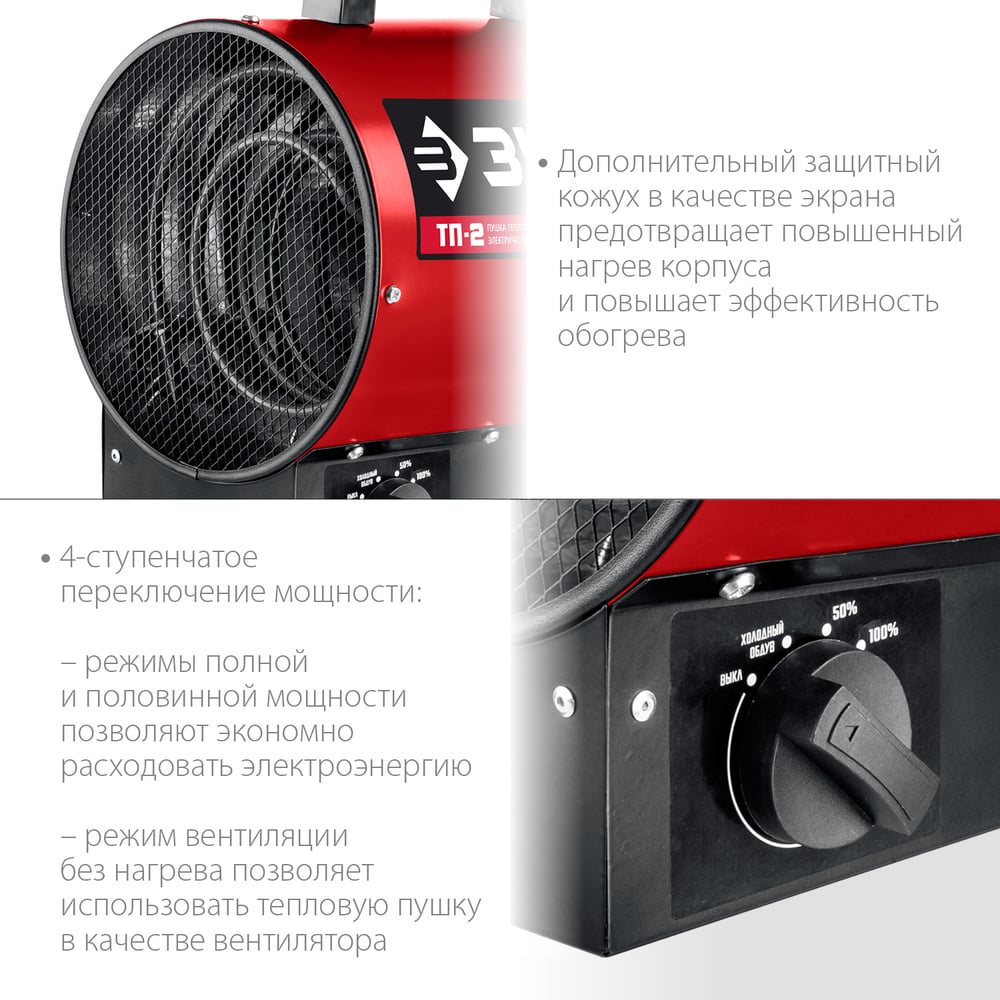 Электрическая тепловая пушка ЗУБР 2.2 кВт ТП-2