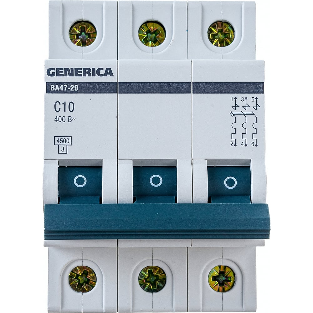 Автоматический выключатель GENERICA ВА47-29 3Р 10А 4,5кА х-ка С MVA25-3-010-C