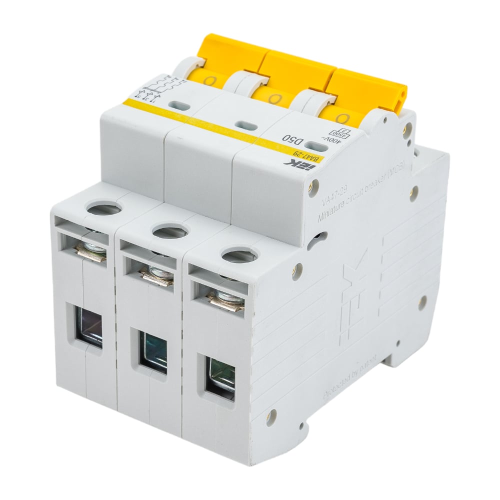 Автоматический выключатель IEK ВА47-29, 3Р, 50А, 4,5кА, х-ка D MVA20-3-050-D