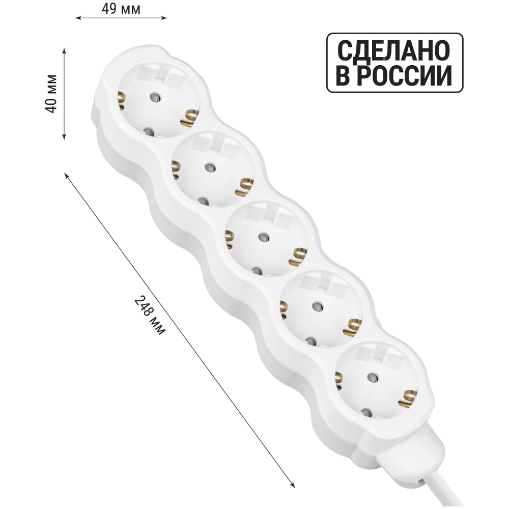 Удлинитель бытовой TDM ELECTRIC Люкс 5 гнезд, 3 м, с/з, с з/ш, ПВС 3х1 мм2, 16 А, 250 В, 3500 Вт TDM ELECTRIC SQ1303-4036