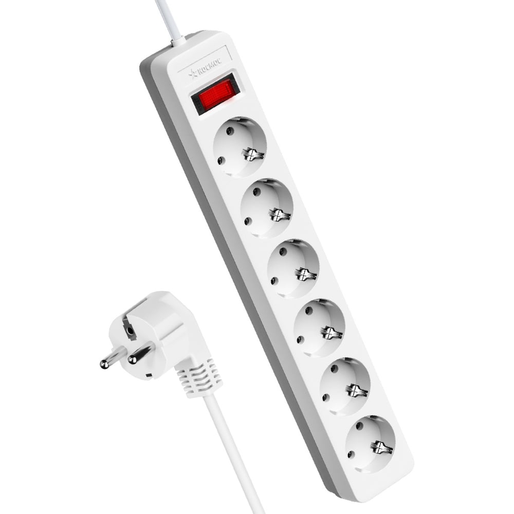 Сетевой фильтр КОСМОС 5м 6 гнезд, пвс 3x1мм2, белый FKsm5m-6g(W)16A