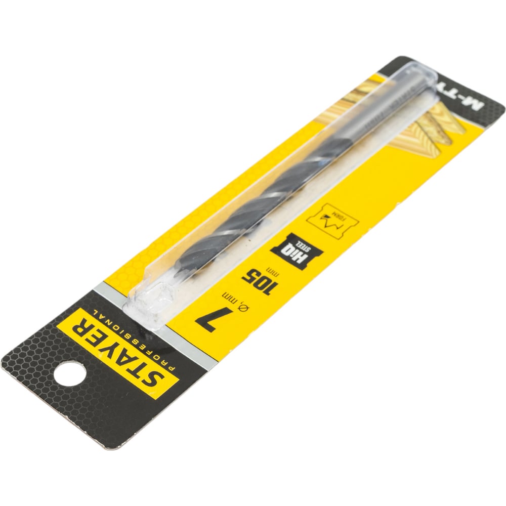 Сверло спиральное по дереву М-образная заточка M-type Professional (7х105х75 мм; HCS) Stayer 2942-105-07_z02