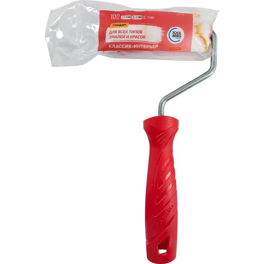 Мини-валик с ручкой Toolberg 0214152 Классик-Стандарт, интерьер, полиамид 12/100/15мм, D6мм, желт.нить, Too ЛА-00004679