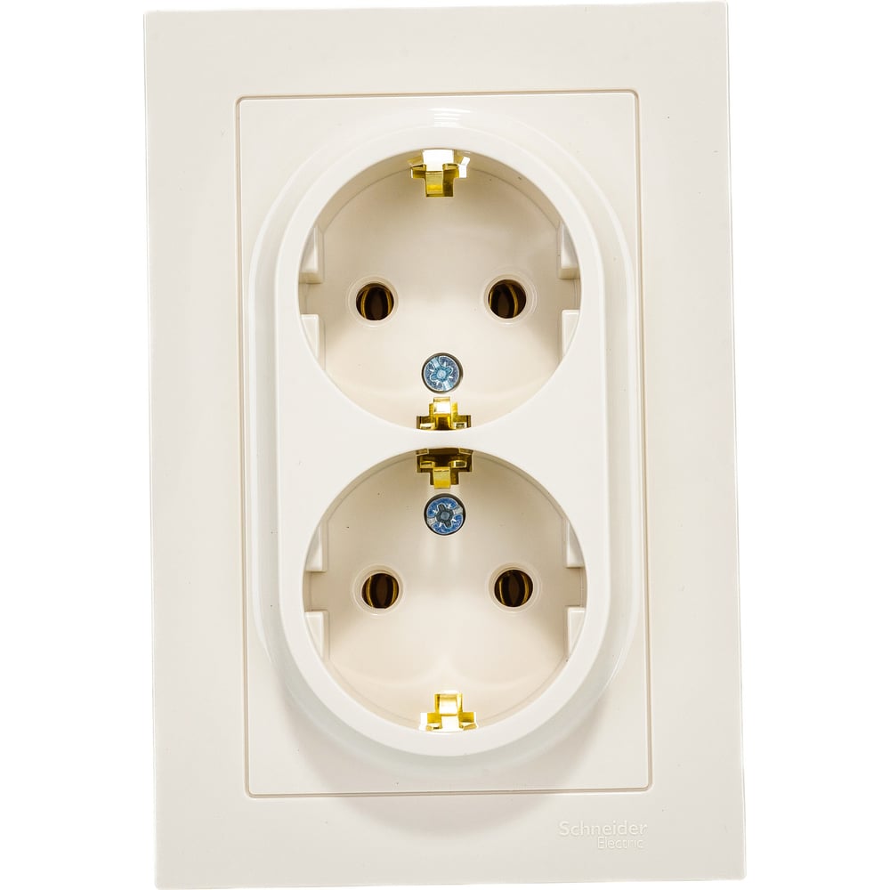 Розетка Systeme Electric (Schneider Electric) ATLASDESIGN двойная с заземлением, 16А, бежевый ATN000224