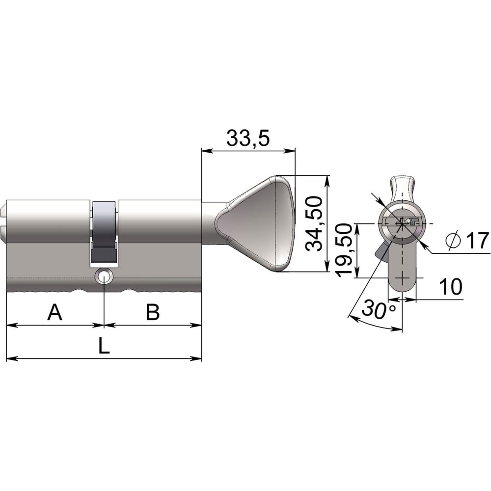 Цилиндровый механизм CRIT Р-238(30/40Н)-Хп 03171