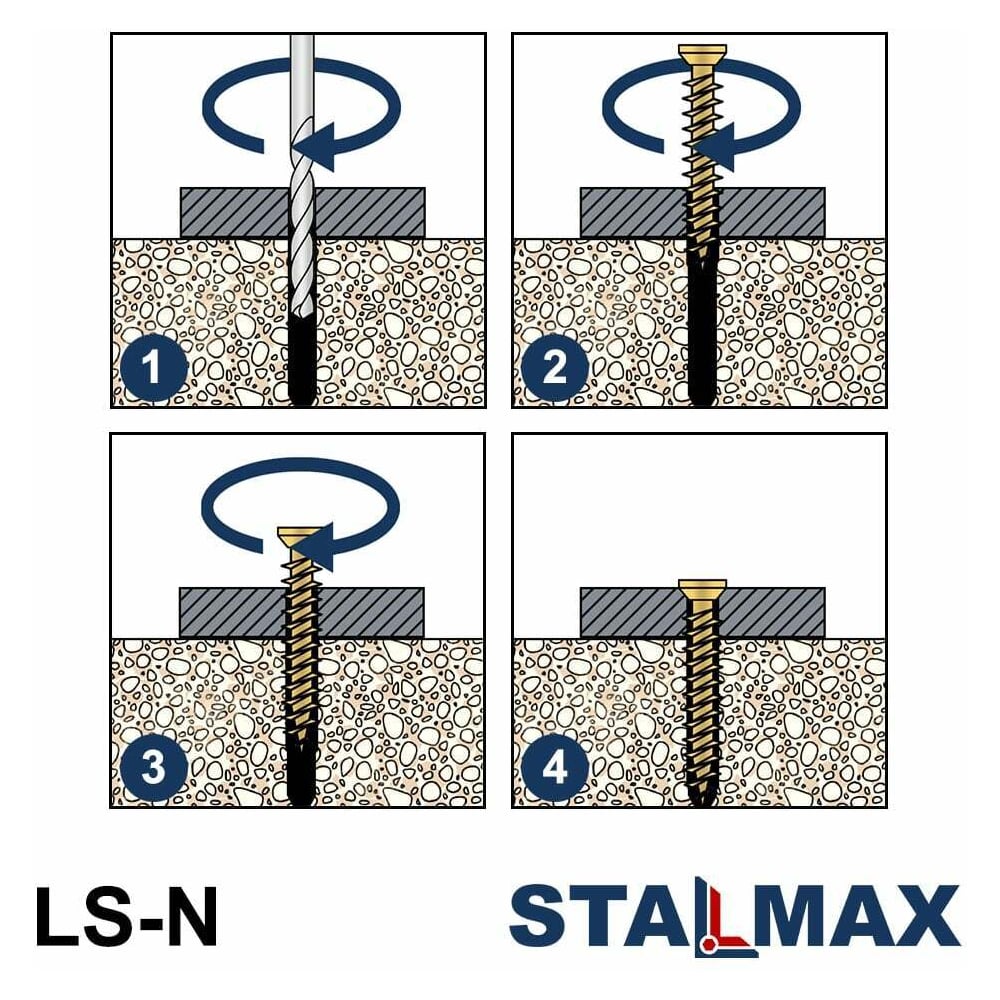 Саморез шуруп STALMAX НАГЕЛЬ LS-N 7,5х182 по бетону (арт. 11276) ЖЦ сталь (уп. 100 шт) 11276-023
