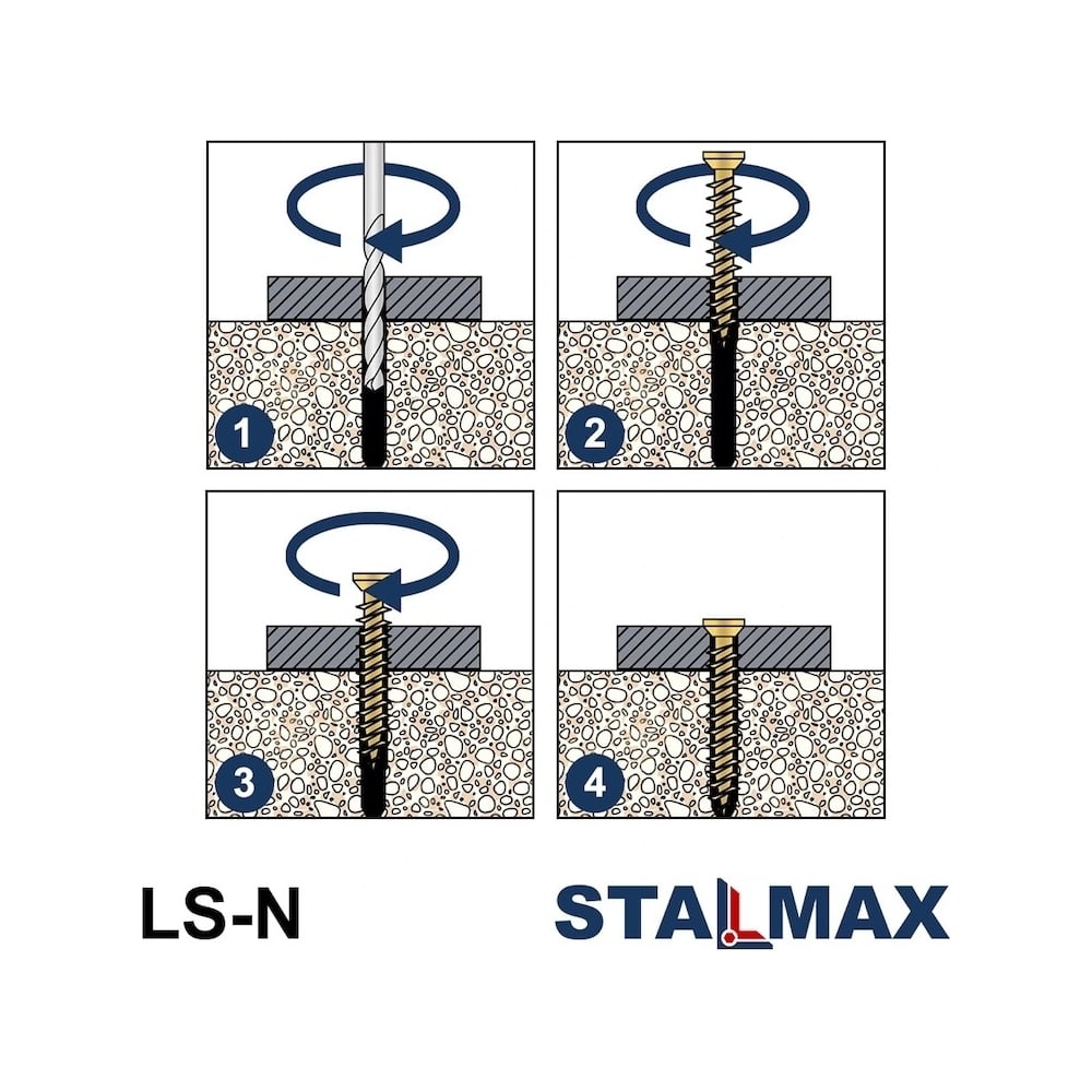 Саморез шуруп нагель Stalmax LS-N 7,5х112 по бетону (арт. 11273) ЖЦ сталь (уп. 100 шт) 11273-023