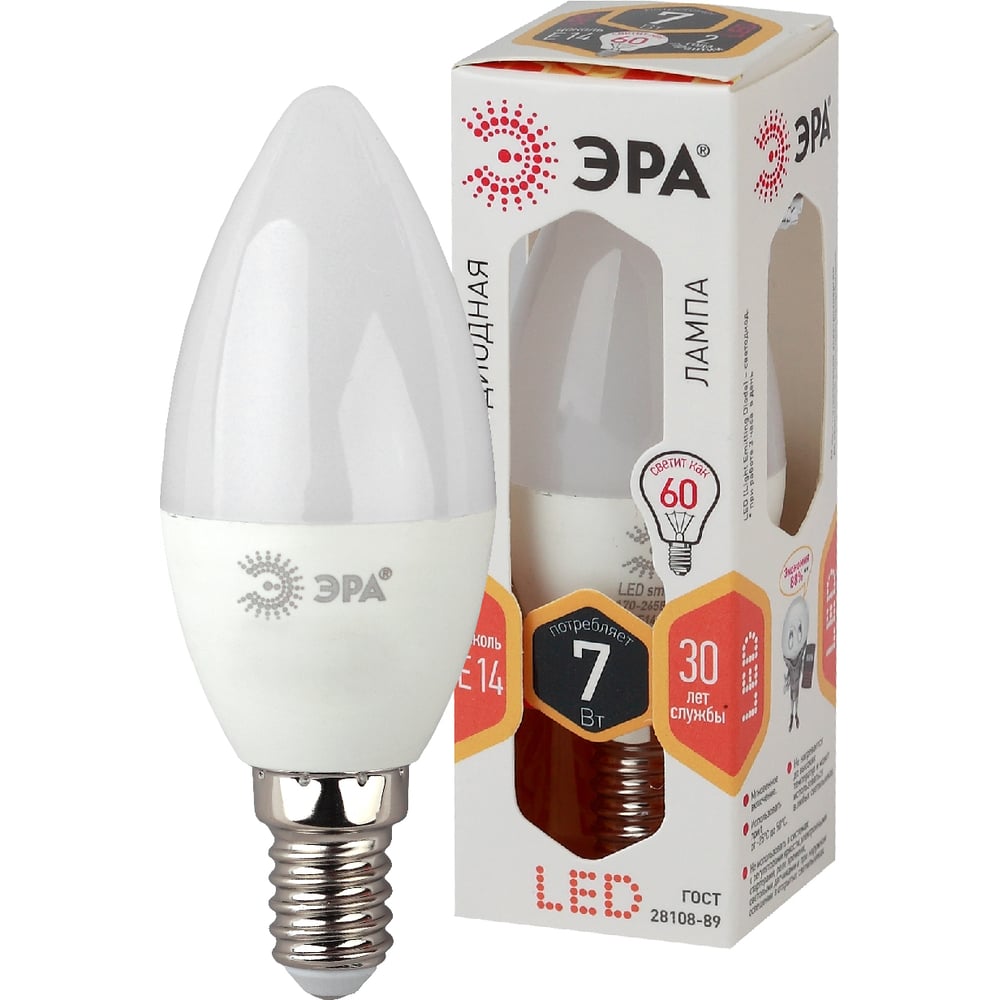 Светодиодная лампа ЭРА LED smd B35-7w-827-E14 Б0020538