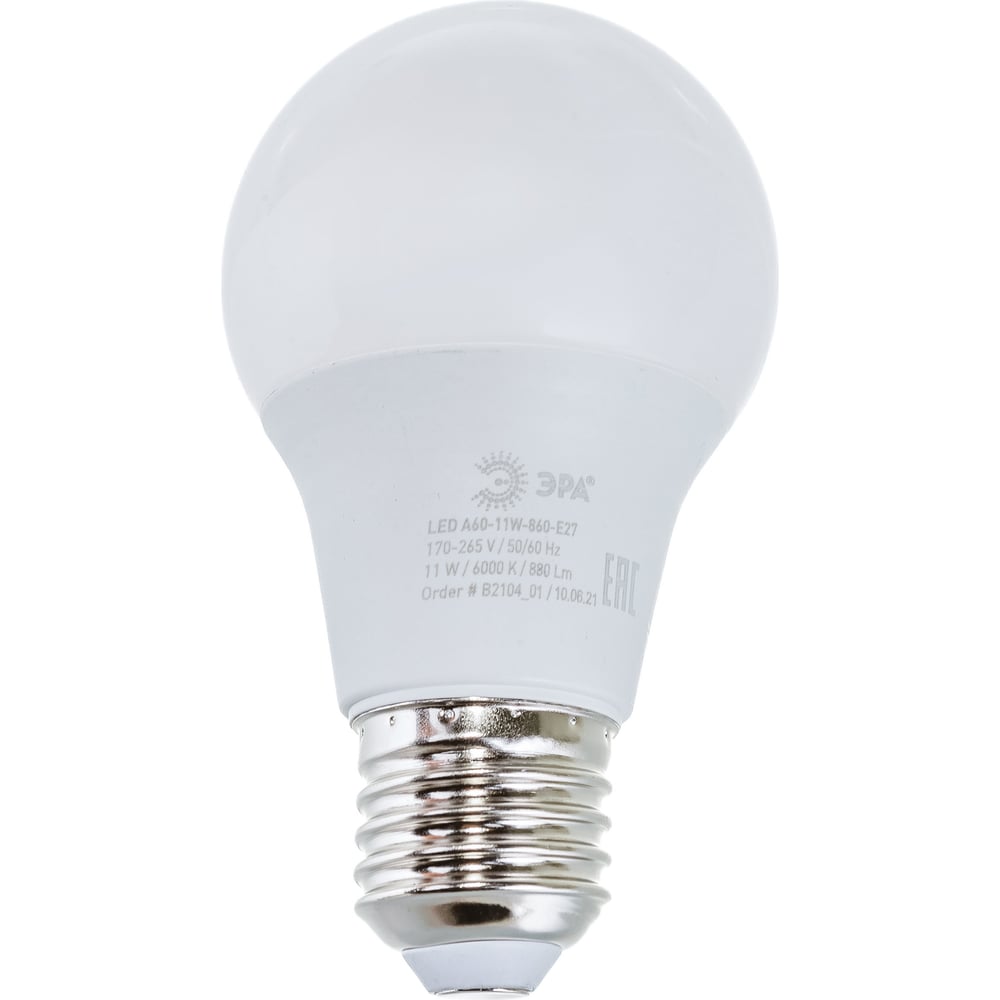 Светодиодная лампа ЭРА LED A60-11W-860-E27, груша, холодный Б0031394