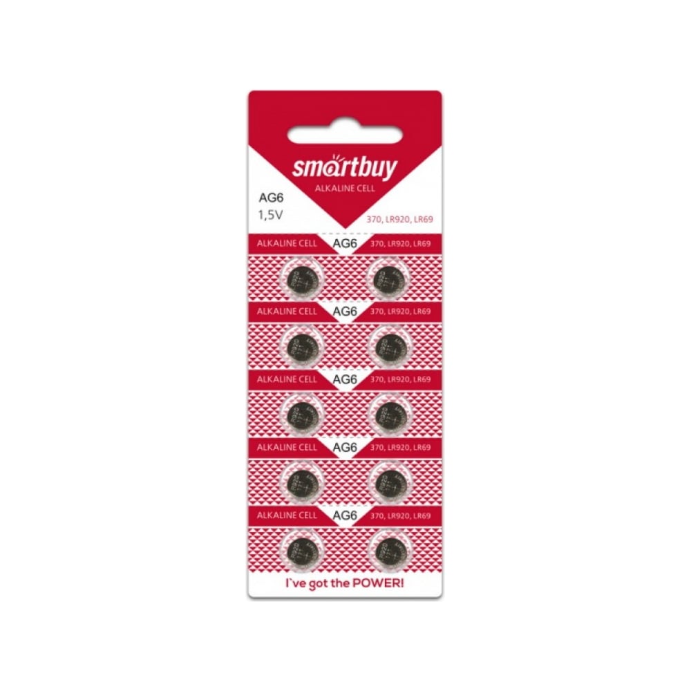 Батарейка Smartbuy часовая ag6-10b (100/2000) упаковка 10 шт. SBBB-AG6-10B