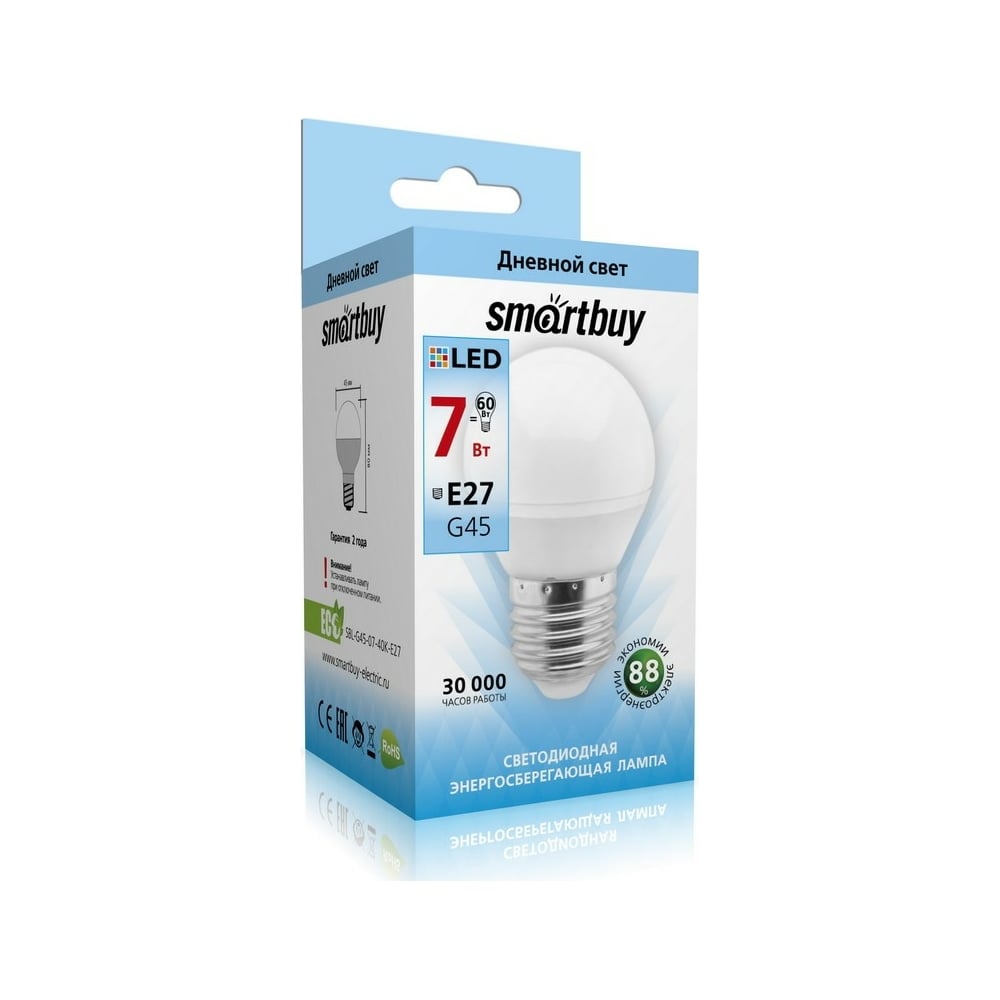 Светодиодная лампа Smartbuy LED G45-07W/4000/E27 SBL-G45-07-40K-E27