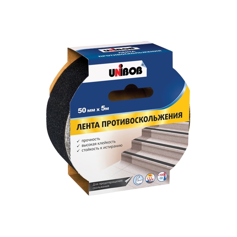 Клейкая противоскользящая лента UNIBOB 50 мм х 5 м черная 211776