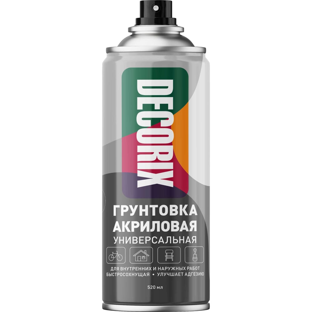 Аэрозольная акриловая грунтовка Decorix (матовая; серая; 520 мл) 0108-10 DX