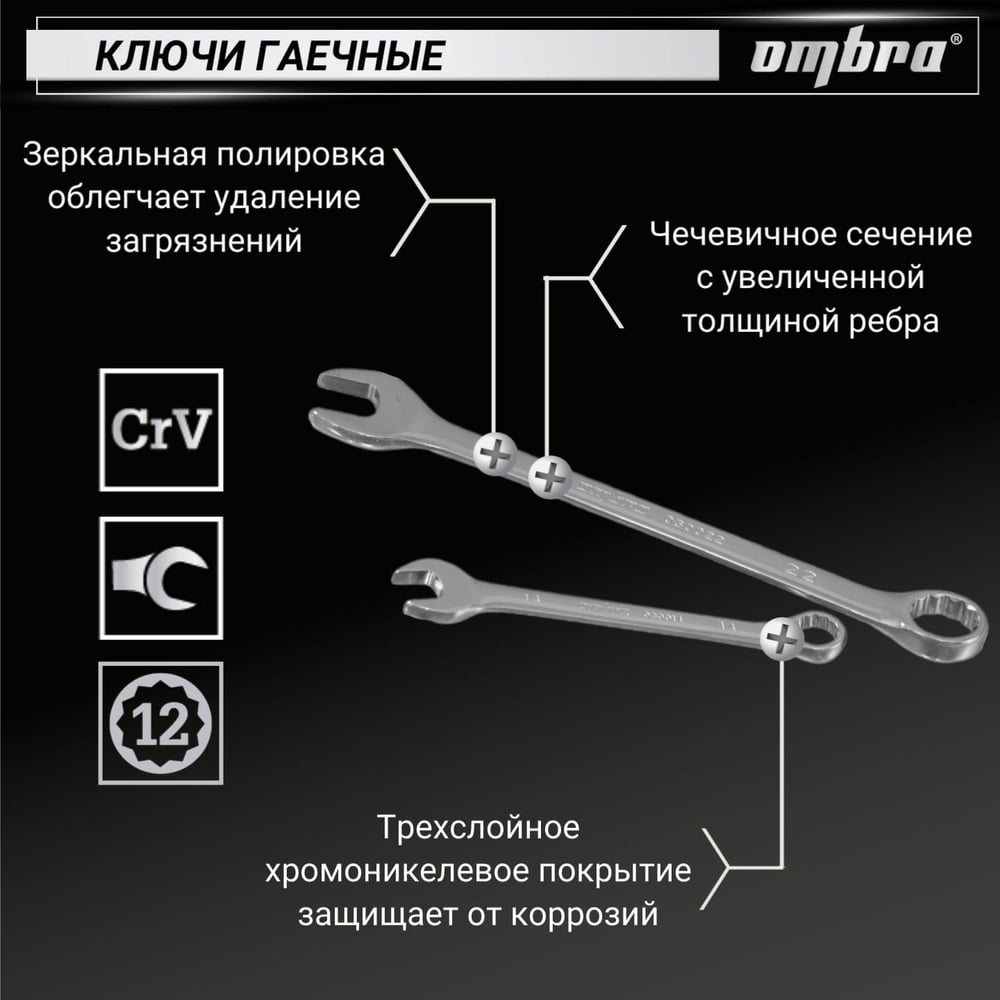 Универсальный набор инструмента Ombra OMT82S торцевые головки и аксессуары к ним, 82 предмета 55014 055014