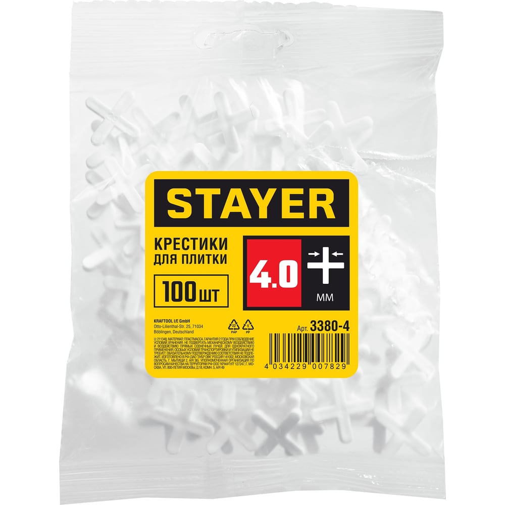 Крестики для кафеля 100 шт. (4 мм) STAYER 3380-4