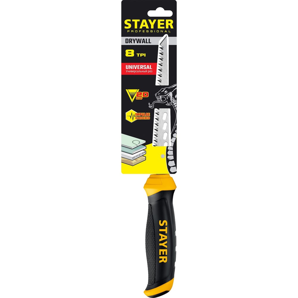 Выкружная ножовка по гипсокартону STAYER Drywall 160 мм 15173_z02