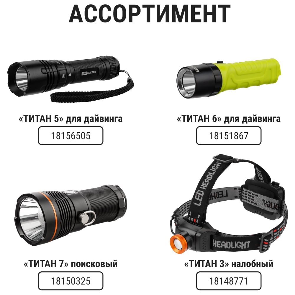 Фонарь TDM Титан 3 налобный, 6 Вт 1 светодиод CREE 400 лм, 3хАА , IPX4, SQ0350-0100