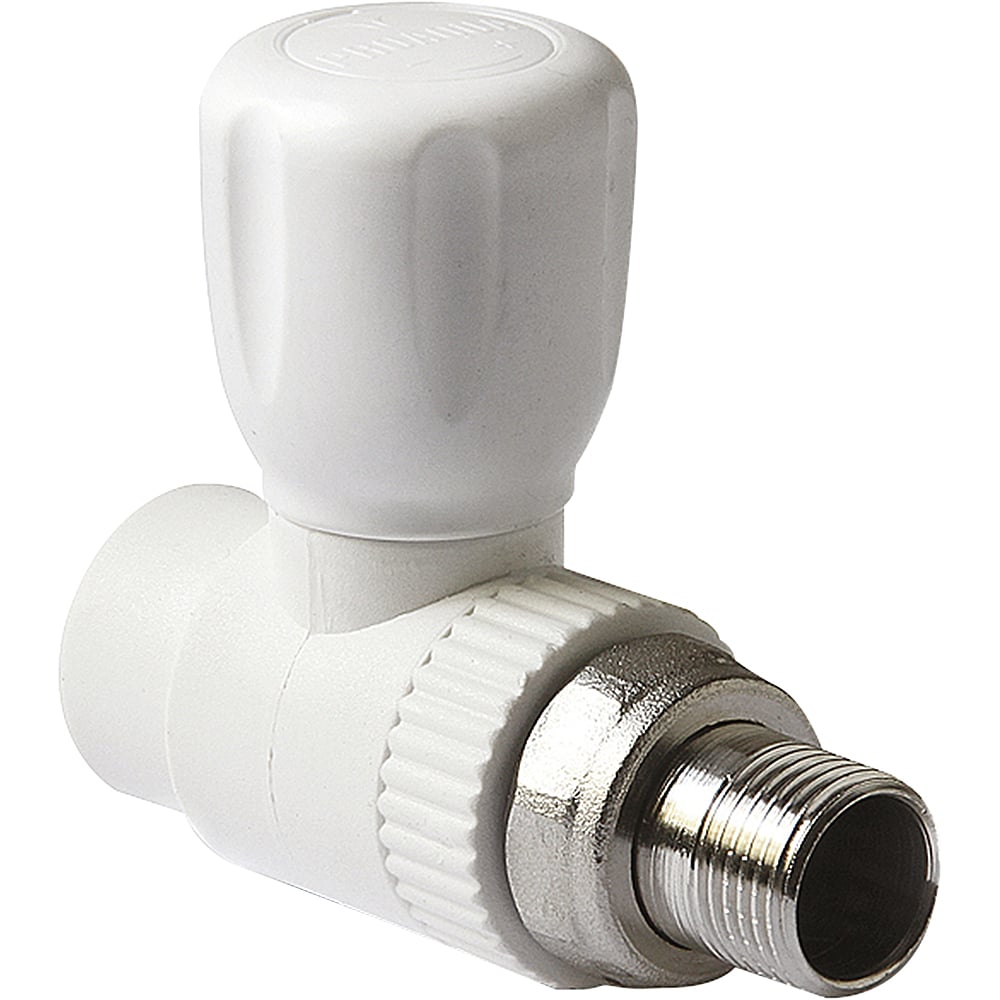 Шаровой кран PRO AQUA PP-R для радиатора, прямой, белый, ШК 20-1/2 PA41008b