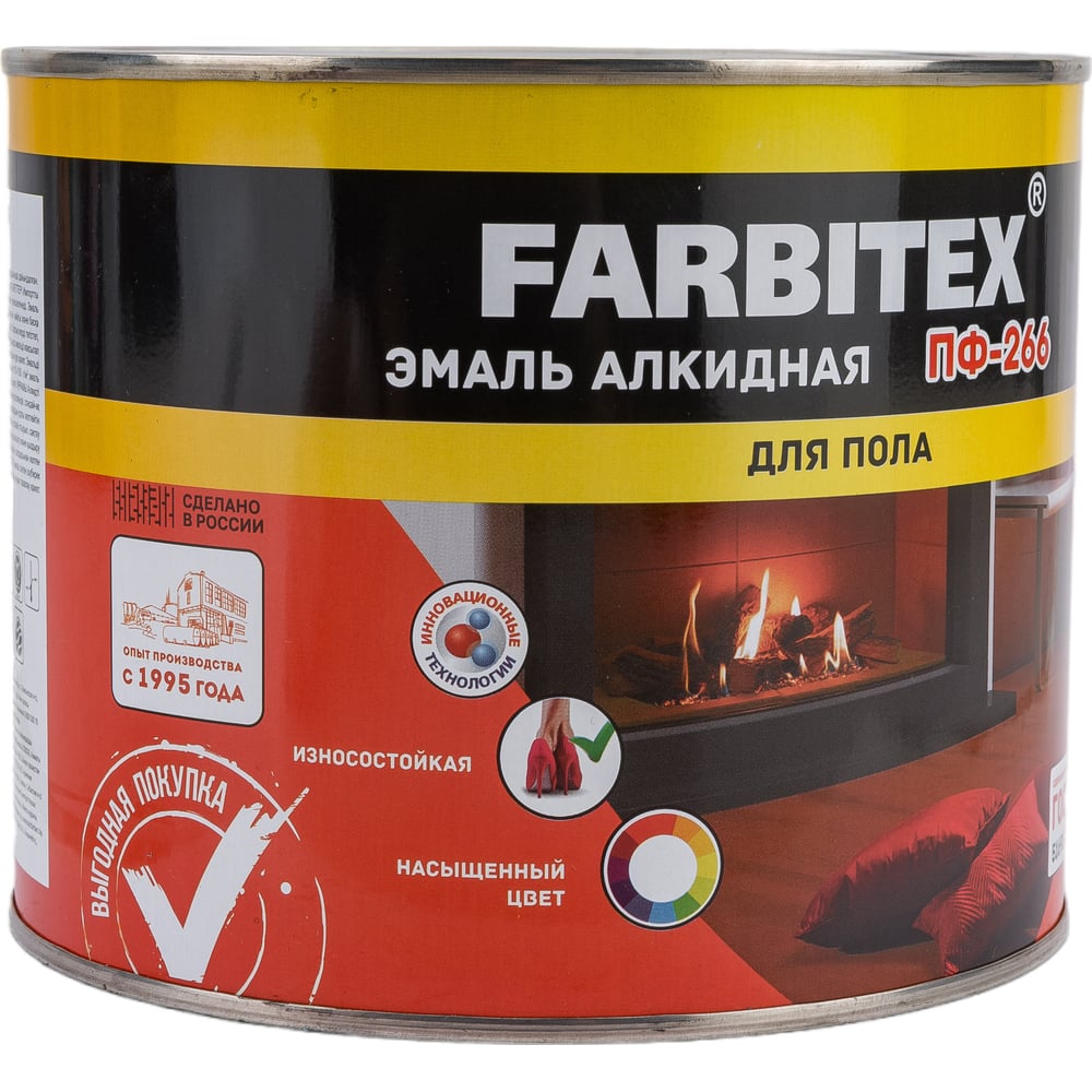 Алкидная эмаль FARBITEX ПФ-266 (желто-коричневый; 1.8 кг) 4300006013