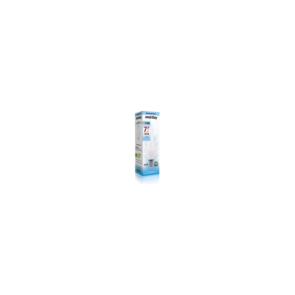 Светодиодная лампа Smartbuy LED свеча на ветру, матовая C37-07W/4000/E14 SBL-C37Tip-07-40K-E14