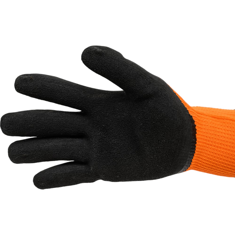 Утепленные перчатки Fiberon, акрил, вспененное латексное покрытие, в и/у, 10(XL), оранжевый+черный, 127858